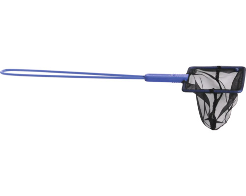 Aquarienkäscher mit blauem Griff und schwarzem Netz