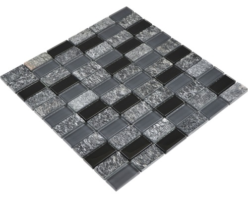 Glasmosaik mit Naturstein XCM MS816 31,0x32,2 cm grau | HORNBACH AT