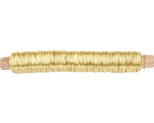 Goldfarbener Basteldraht auf Holzspule