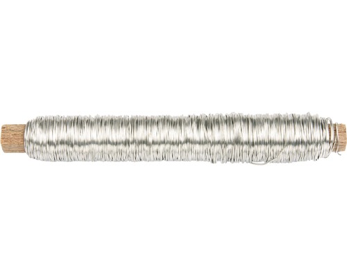 Silberfarbener Bindedraht auf Holzspule