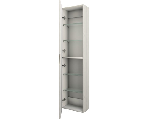 Offener Badezimmerschrank mit Glasböden