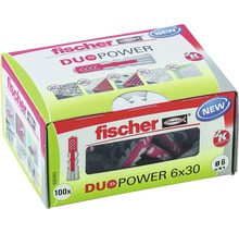 Fischer DuoPower Dübel, 6x30 Millimeter, 100 Stück, Verpackung