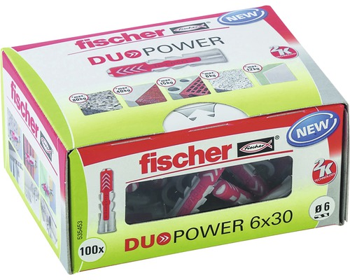 Fischer DuoPower Dübel, 6x30 Millimeter, 100 Stück, Verpackung