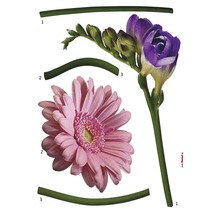 Abbildung von Gerbera und Freesie mit grünem Blumendraht