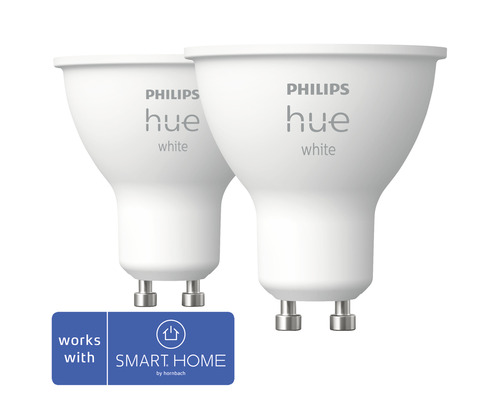 Philips hue Reflektorlampe White dimmbar weiß GU10 2x 5,2W 2x 400 lm warmweiß- neutralweiß 2 Stk - Kompatibel mit SMART HOME by hornbach