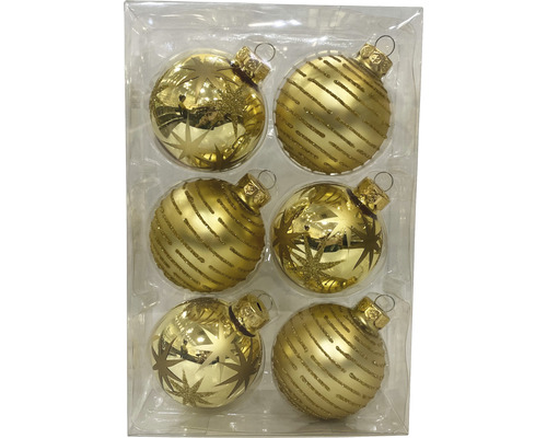 Christbaumkugeln Lafiora Glas Ø 6 cm 6-teilig gold