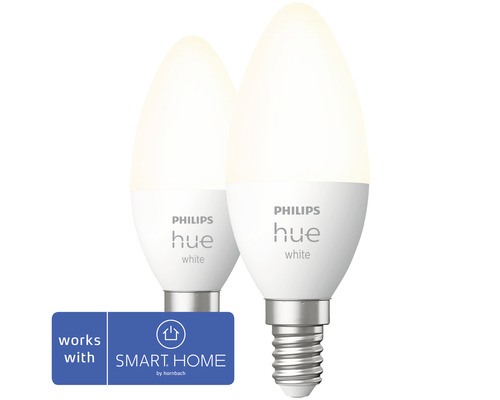 Philips hue Kerzenlampe White dimmbar weiß E14 2x 5,5W 2x 470 lm warmweiß- neutralweiß 2 Stk - Kompatibel mit SMART HOME by hornbach