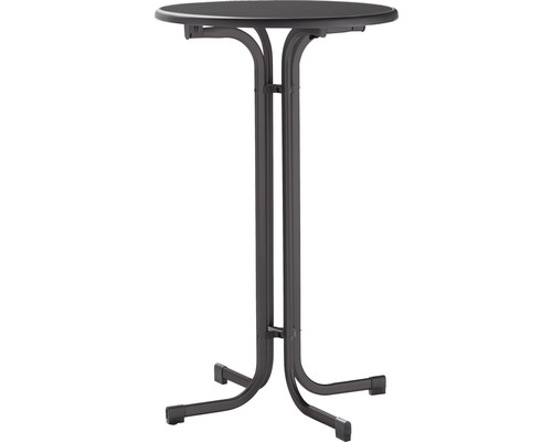 Stehtisch Sieger Steh 237/G 70 cm grau Gestell aus Stahl in eisengrau, Gartentischplatte aus Mecalit®-Pro in anthrazit Stehtisch mit runder Tischplatte und Stahlgestell