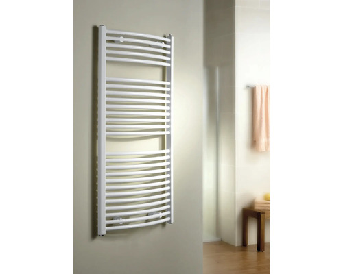 Designheizkörper Schulte München Rund 1215x600 mm weiß Wandmontierter Handtuchwärmer im Badezimmer