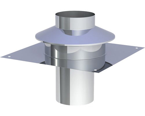 Kopfabdeckung Jeremias EW-FU Ø115mm mit Ringspalt u. Wetterkragen Edelstahl Schornsteinabdeckung mit quadratischer Grundplatte