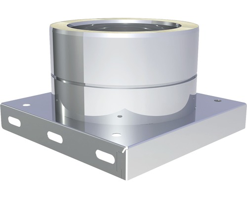 Grundplatte Jeremias DW-Eco für doppelwandiges Abgassystem mit Ablauf unten Ø130mm