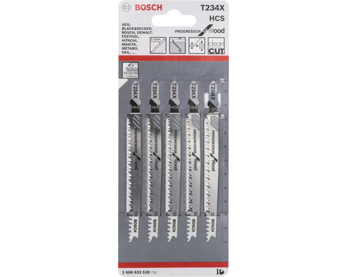 Bosch Stichsägeblätter T234X HCS Set, 5 Stück, für Holz