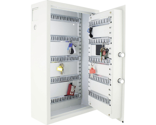 Geöffneter Schlüsselschrank zur Schlüsselaufbewahrung.