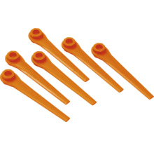 Sechs Grasschneider-Messer aus Kunststoff