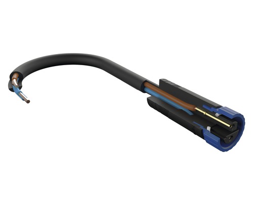 Stecker mit offenem Kabelende im Querschnitt