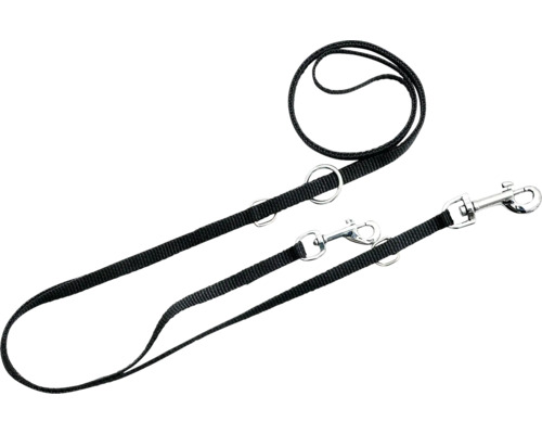 Schwarze Hundeleine mit zwei Karabinern