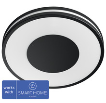 Schwarze, runde Deckenleuchte mit LED und Smart Home Kompatibilität