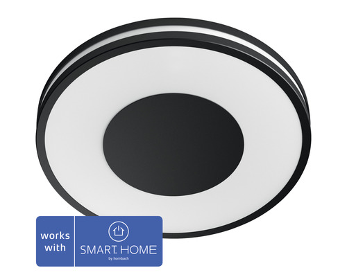 Philips hue Deckenleuchte White Ambiance dimmbar 22,5W 2400 lm warmweiß-tageslichtweiß HxØ 51x348 mm Being schwarz inkl Dimmschalter - Kompatibel mit SMART HOME by hornbach Schwarze, runde Deckenleuchte mit LED und Smart Home Kompatibilität