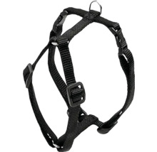 Schwarzes Hunde Brustgeschirr aus Nylon mit verstellbaren Riemen und Schnallen