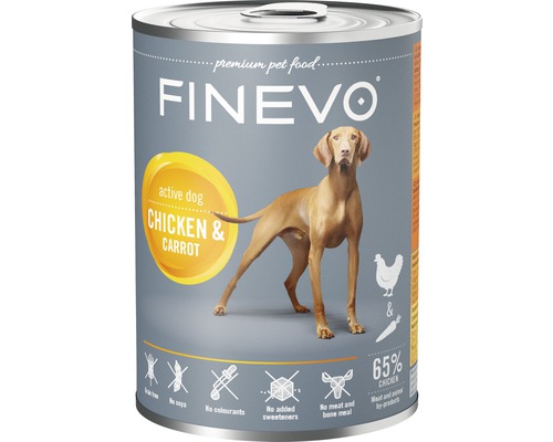 Hundefutter nass FINEVO Active Dog Huhn mit Karotte 400 g-0