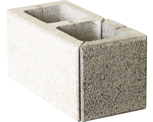Mauerstein Modern feingestrahlt grau Ecke 90° 40x20x20 cm