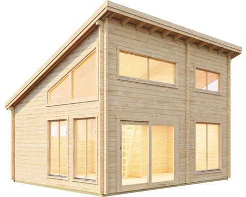 Gartenhaus Malmö inkl. Fenster Fußboden Oberlicht Unterkonstruktion 600 x 500 cm Holzhaus mit Fenstern und Schiebetür