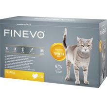 Finevo Katzenfutter mit Truthahn und Reis, 16 mal 85 Gramm Packung