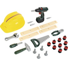 Bosch Werkzeugkoffer Spielzeug mit Schraubendreher, Hammer, Säge, Schraubenschlüssel, Zange, Schrauben und Helm