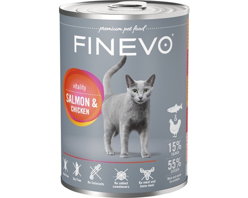 Katzenfutter nass FINEVO Vitality Lachs und Huhn 400 g