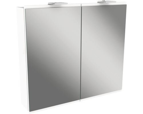 LED-Spiegelschrank Fackelmann Lima 2-türig 80x73 cm weiß Spiegelschrank mit zwei Türen und Beleuchtung