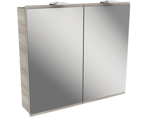 LED-Spiegelschrank Fackelmann Lima 2-türig 80x73 cm Steinesche Spiegelschrank mit zwei Türen und Beleuchtung
