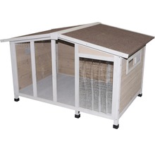 Hundehütte aus Holz mit Dachpappe