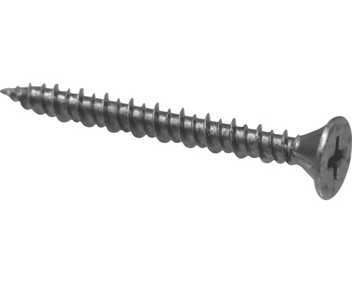 Eine einzelne Schraube mit Kreuzschlitzkopf.