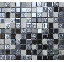 Mosaikfliese mit quadratischem Muster aus Stein und Glas