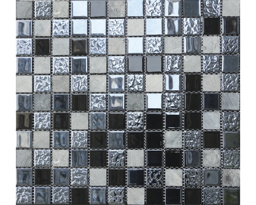 Mosaikfliese mit quadratischem Muster aus Stein und Glas