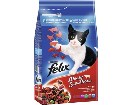 Katzenfutter trocken FELIX Meaty Sensations Rind 4 kg