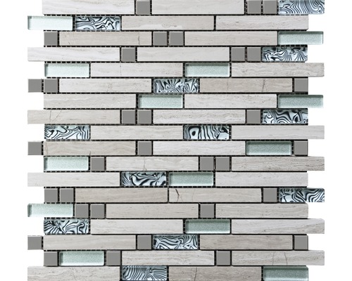 Mosaikfliese aus Naturstein, Glas und Keramik