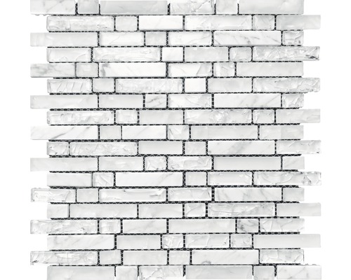 Mosaikmatte mit rechteckigen Steinen aus Marmor und Glas