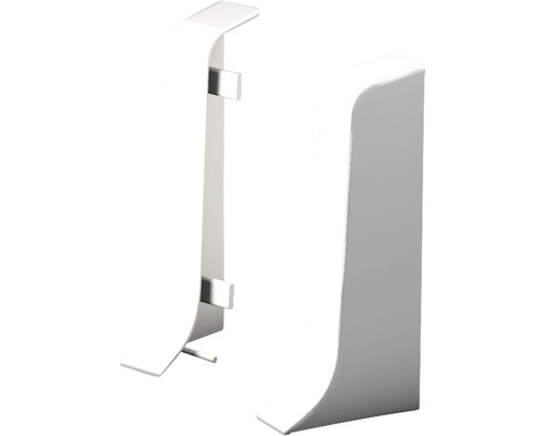 Endstücke links und rechts für Sockelleiste, PVC weiß 22,5x50 mm Zwei Heizkörperrohrverkleidungen aus Kunststoff