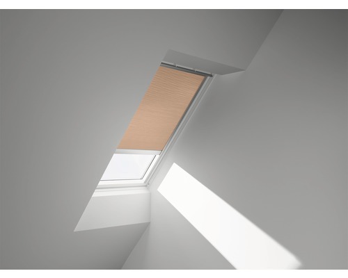 VELUX Wabenplissee uni gold solarbetrieben FSC C04 1049S Dachfenster mit teilweise geschlossenem Plissee