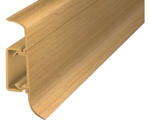 Prinz Klemmsockelleiste Sockelleistenkanal Buche 50x2500 mm Sockelleiste mit Holzdekor zur Wandbefestigung