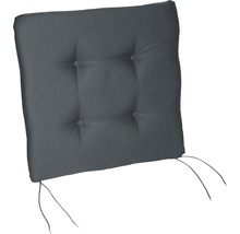 Graues Stuhlkissen mit Knopfheftung und Bindebändern