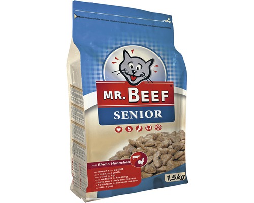 Katzenfutter trocken MR. BEEF Senior Rind und Hühnchen 1,5 kg