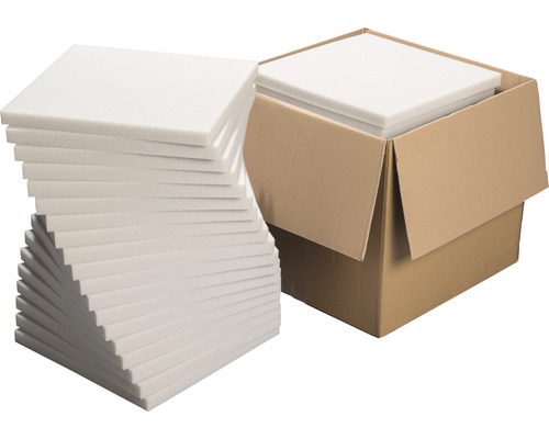 Schaumstoffplatten neben einem offenen Karton