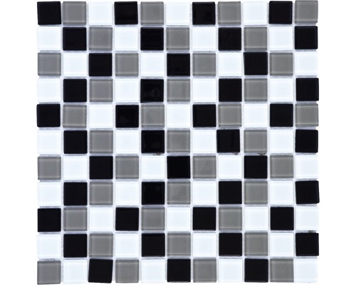 Glasmosaik 30,0x30,0 cm schwarz beige weiß