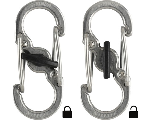 Zwei S-Biner Karabiner mit Verriegelung
