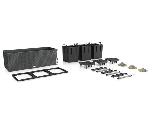 Lechuza Balconera Cottage 80 Pflanzkasten Set mit Einsätzen, Bewässerungssystem, Wasserstandsanzeiger und Zubehör