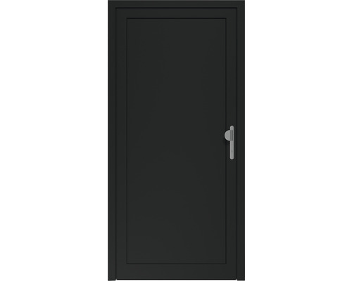 Schwarze Außentür mit Griff