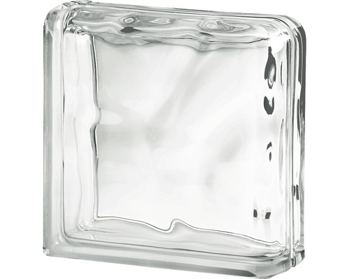 Glasbaustein Wolke Doppelendstein weiß 19 cm x 19 cm x 8 cm Klarglas-Glasbaustein
