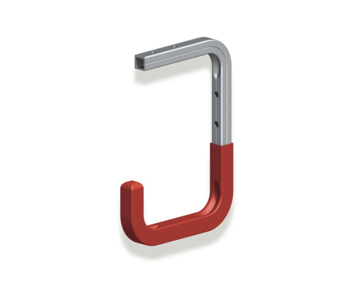 Alfer Wand u. Deckenhaken Typ 6, T 115 x H 160 x T 100 mm, Aluminium blank rot Werkzeughalter für die Wandmontage